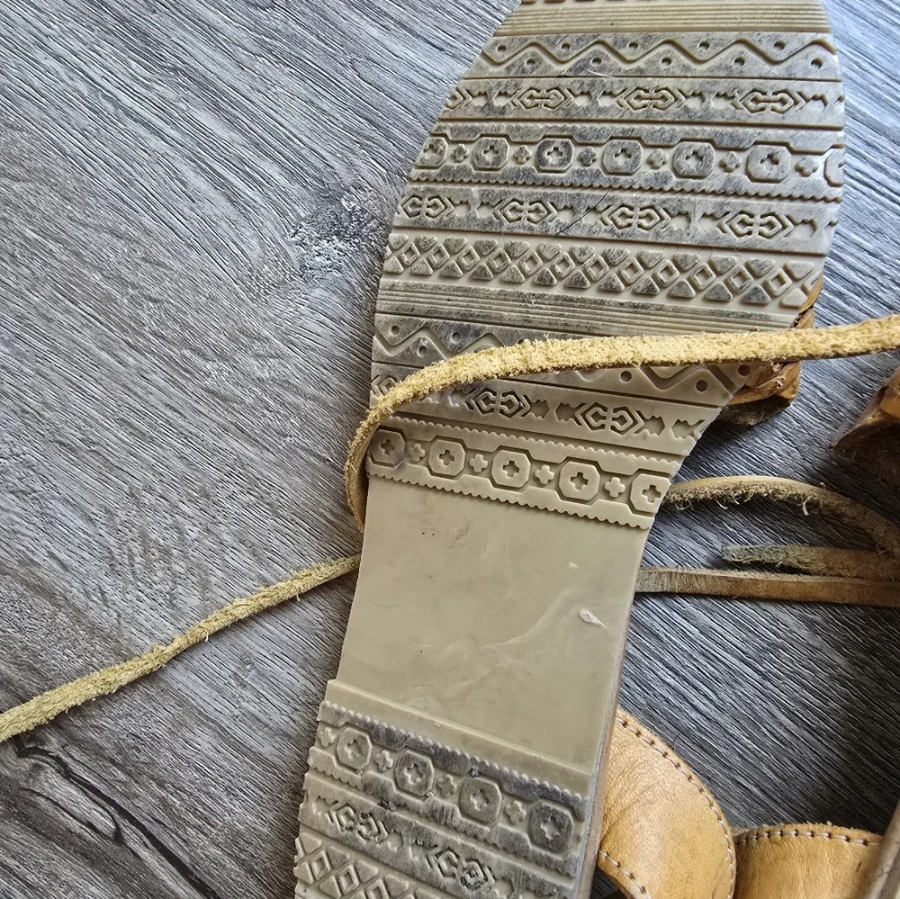 Rodeo Durango Lace Up Leather Huarache Women's Yellow Leather Sandals